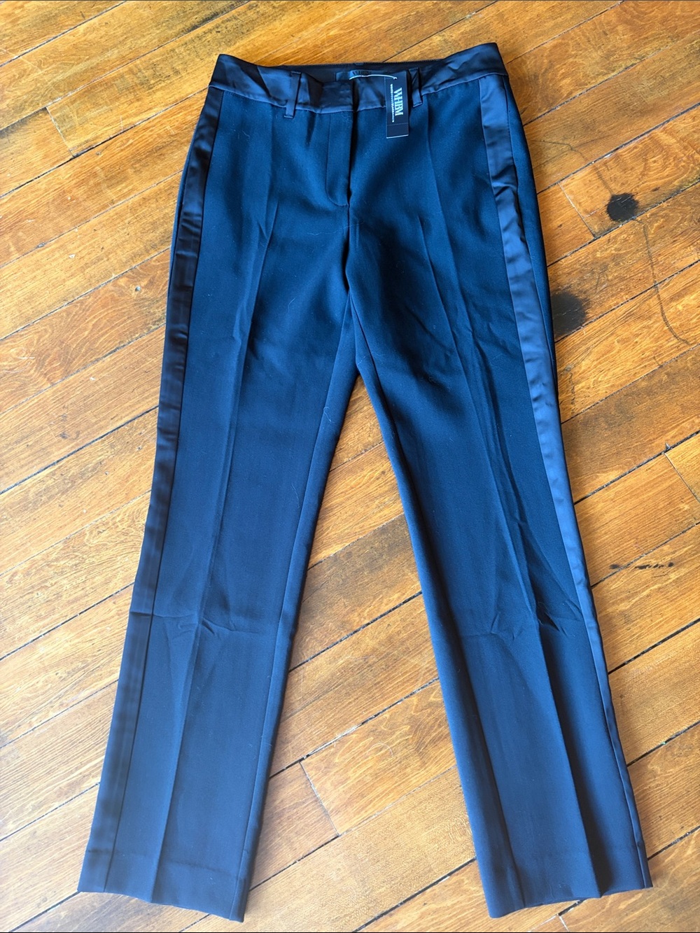 White House Black Market Black Satin-Trim Dress Pants